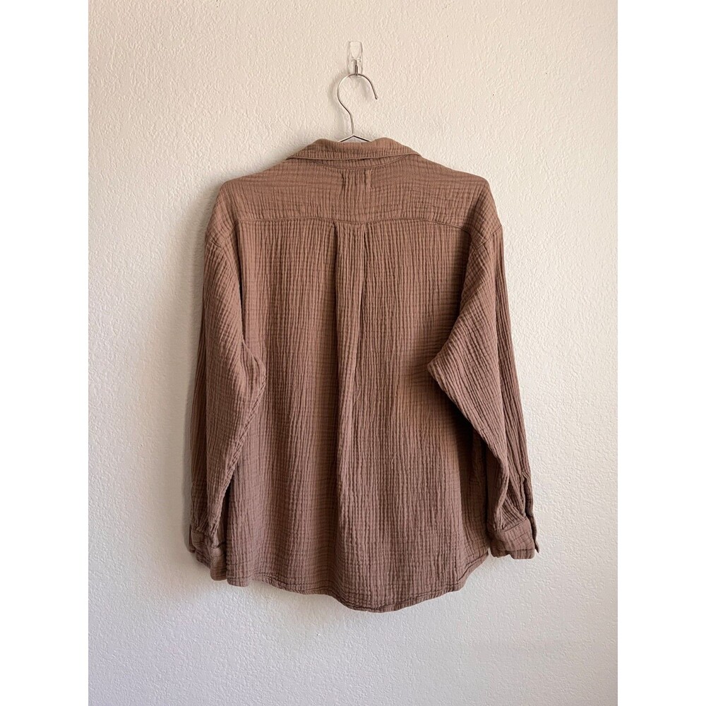 Mate the Label Organic Gauze Oversized Button Down in Bark Size MEDIUM - Picture 3 of 6
